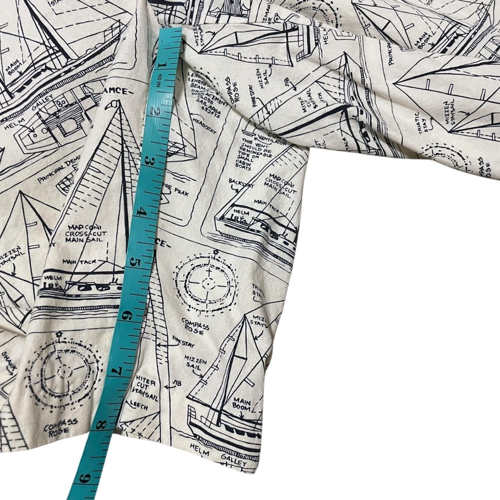 Mens Nautical Sailboat Print Shorts Beach Vacation Size XXS/XS Summer White Navy - Picture 5 of 6
